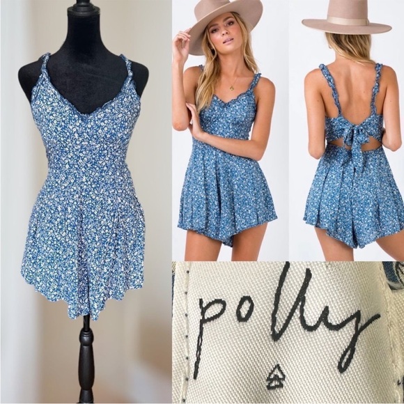 Princess Polly Thunderclouds Playsuit Romper Size 8 Blue Floral Print - Picture 1 of 15